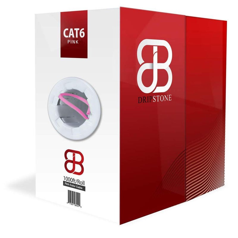 Dripstone CAT6 Ethernet Cable 1000ft Bulk Network LAN Wire 23AWG Solid UTP 550MHz High-Speed Internet Cable Gaming, Streaming, Office, Home Use, Pull Box, Cat6 Bulk, Stable Connectivity - Pink - Image 2